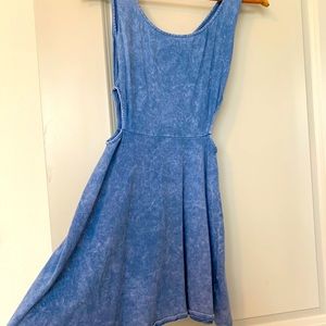 Denim wash sleeveless sundress with cutouts